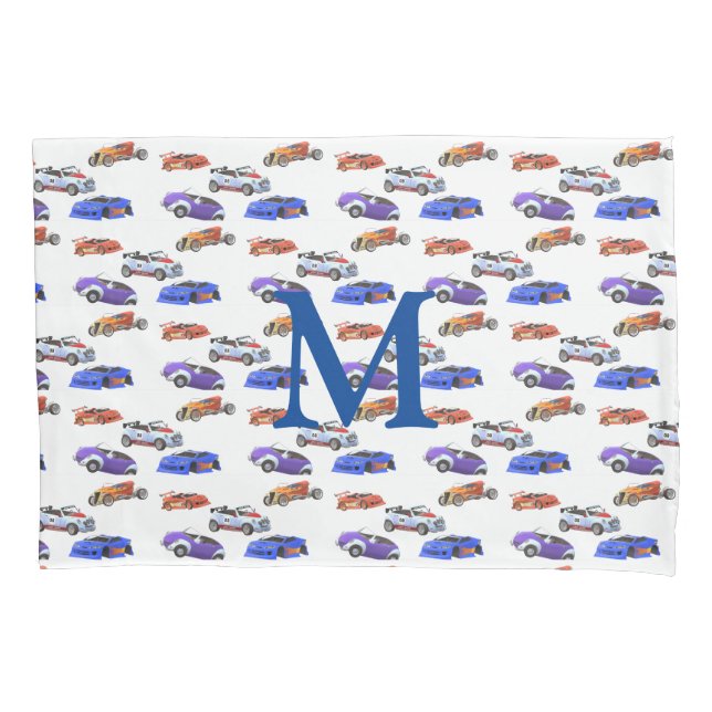 Housse D'oreillers Voitures Cool monogrammes pour enfants (devant)