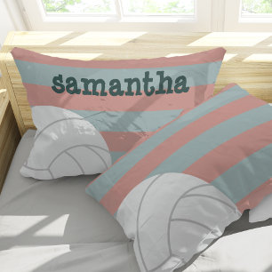 Housse D'oreillers Volley-ball géant rose foncé & Melon rayé