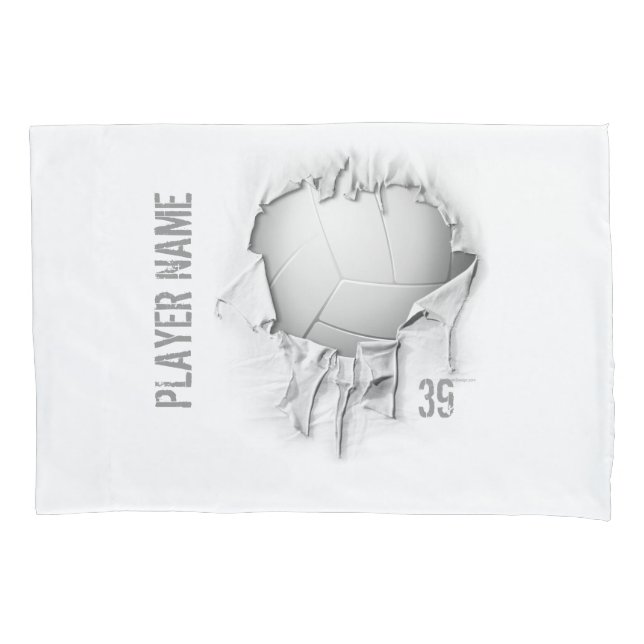 Housse D'oreillers Volley-ball tordu Pillowcase blanc personnalisé (devant)
