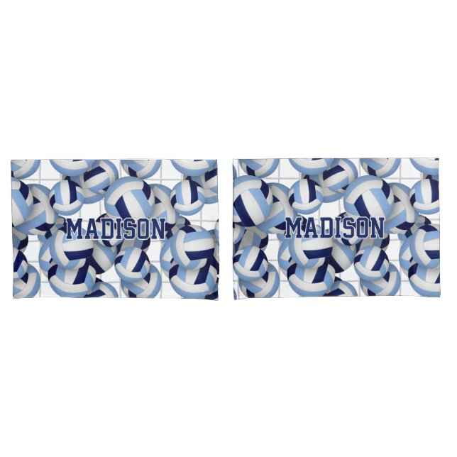 Housse D'oreillers Volleyballs motif w net bkgrd marine lt bleu (devant-Set)