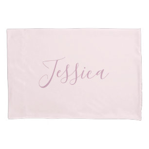 Housse D'oreillers Votre texte Élégant Script & Soft Blush Rose