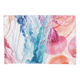 Housse D'oreillers Watercolor Sea Life : Bubbles & Jellyfish
