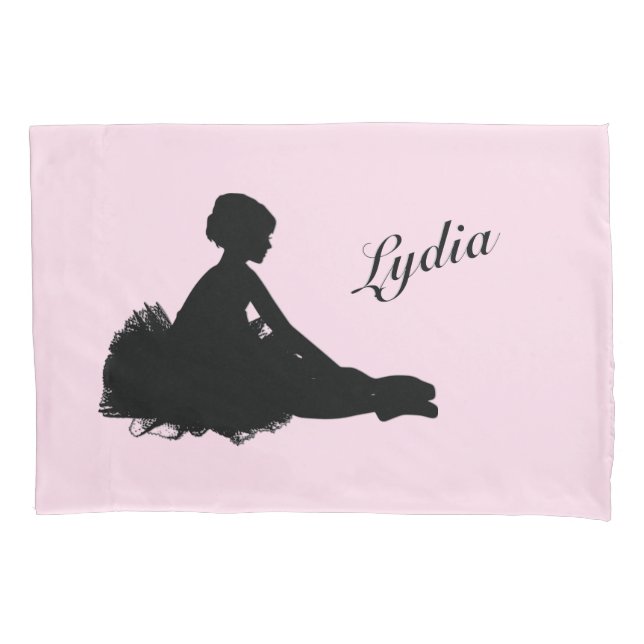 Housse D'oreillers Weight Ballerina Personnalisé w Nom Rose (devant)