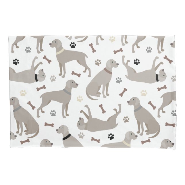 Housse D'oreillers Weimaraner os et pattes Coque Coussin blanc (devant)
