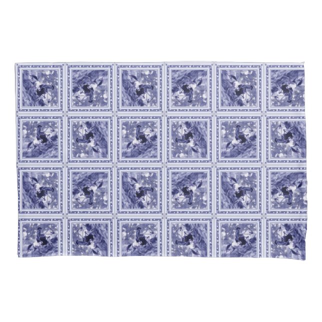 Housse D'oreillers Western Denim Blue Delft Tile  (devant)