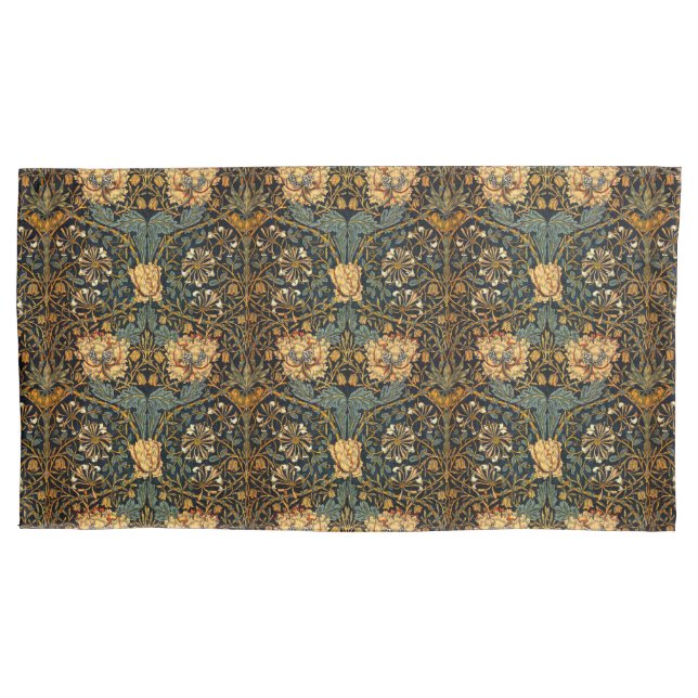 Housse D'oreillers William Morris Antique Honeysuckle Motif Floral (devant)