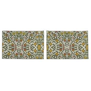 Housse D'oreillers William Morris Beau Fruit Feuillage Fleurs Rouge