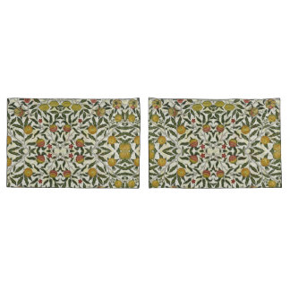 Housse D'oreillers William Morris Beautiful Fruit Foliage Flowers Red