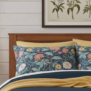 Housse D'oreillers William Morris Bleu Sarcelle Arts & Crafts Floral