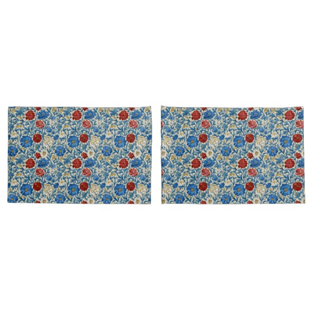 Housse D'oreillers William Morris Inspiré Motif Cornflower (Dos-Set)