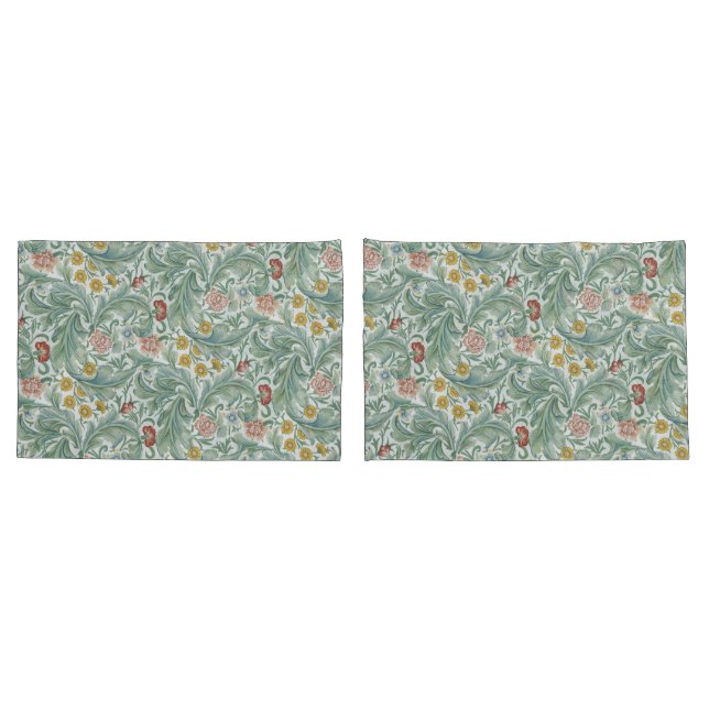 Housse D'oreillers William Morris Leicester Carnation des fleurs Feui (Dos-Set)