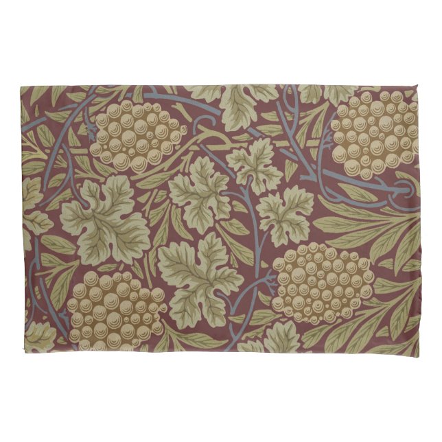 Housse D'oreillers William Morris Vine Grappe Rouge Vert Art (devant)