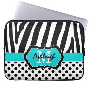 Housse Pour Ordinateur Portable 13" zèbre noir d'Aqua barre la caisse d'ordinateu
