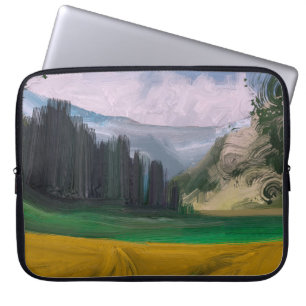 Housse Pour Ordinateur Portable 2d illustration. Peinture à l'huile paysage art. R
