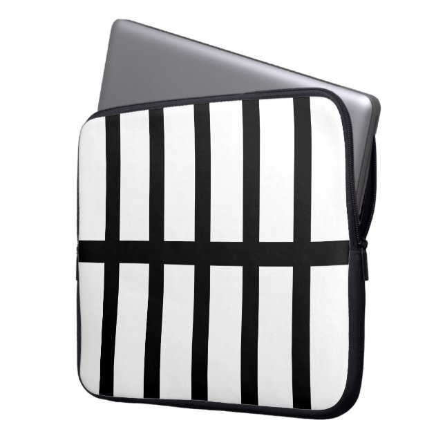 Housse Pour Ordinateur Portable 5 lignes noires biscuites (devant gauche)