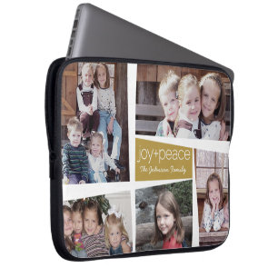 Housse Pour Ordinateur Portable 5 Photo Holiday Collage Retro Joie et Paix - Or