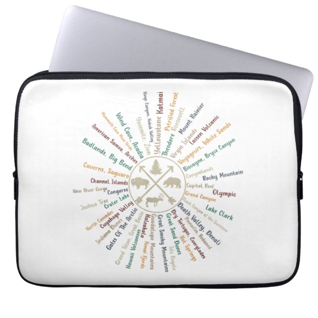 Housse Pour Ordinateur Portable 63 Carte des parcs nationaux Cadeaux US Park Campi (Devant)