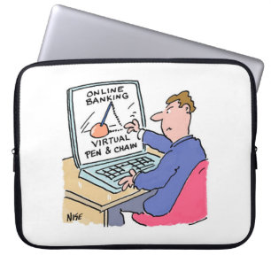 Housse Pour Ordinateur Portable À la banque en ligne par ordinateur, dessin animé 