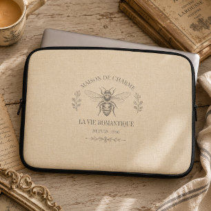Housse Pour Ordinateur Portable Abeille miel beige campagne française vintage rust