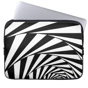 Housse Pour Ordinateur Portable Abstrait Black & White Swirl Spiral Art