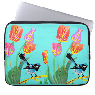 Housse Pour Ordinateur Portable Abstrait Blue Wren Oiseaux australiens