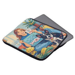Housse Pour Ordinateur Portable Abstrait Chien Cartoon maman chiot