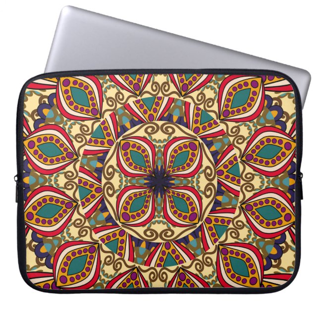 Housse Pour Ordinateur Portable Abstrait Ethnic Ornate Background, antique, (Devant)