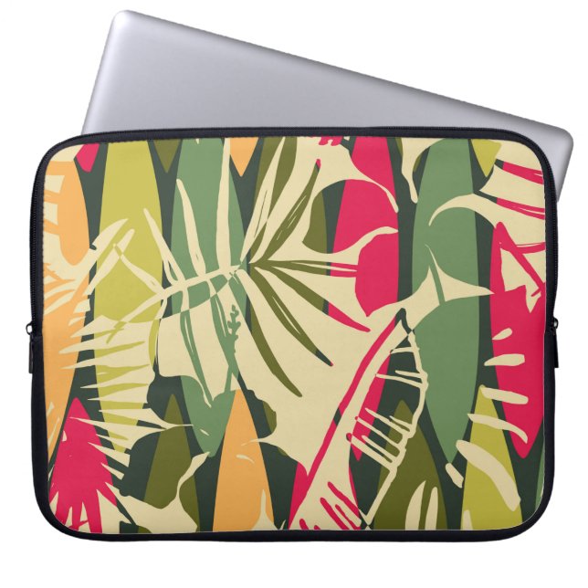 Housse Pour Ordinateur Portable Abstrait motif sans faille avec des feuilles tropi (Devant)