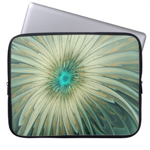 Housse Pour Ordinateur Portable Abstrait Sage Green Imaginaire Fleur Fractal Art