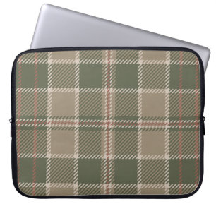 Housse Pour Ordinateur Portable Academia Taupe et Green Tartan