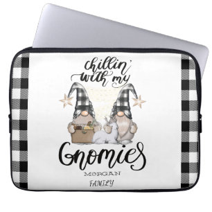 Housse Pour Ordinateur Portable Adorable mignonne Gnomes Black Buffalo Plaid