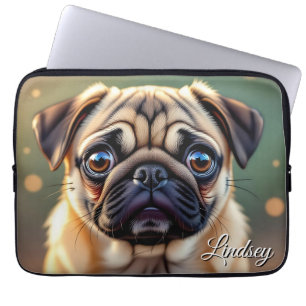 Housse Pour Ordinateur Portable Adorable Pug en gros plan   Chien mignon personnal
