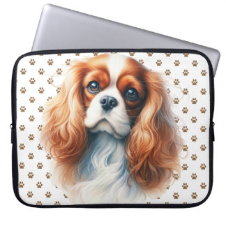 HOUSSE POUR ORDINATEUR PORTABLE ADORABLE RED & WHITE CAVALIER KING CHARLES SPANIEL