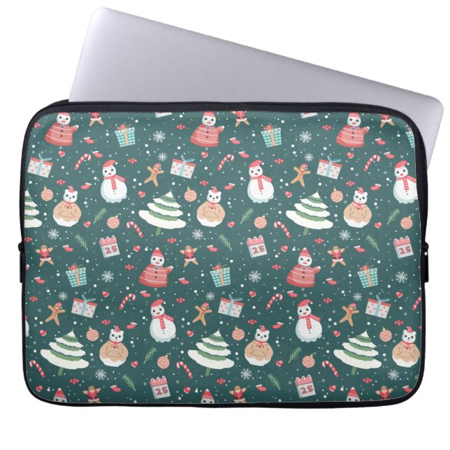Housse Pour Ordinateur Portable Adorable Snowman Christmas Pattern (Devant)