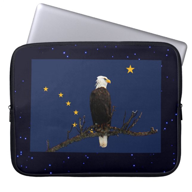 Housse Pour Ordinateur Portable Aigle Et Drapeau De L'Alaska (Devant)