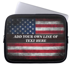 Housse Pour Ordinateur Portable Ajoutez votre texte sur le drapeau américain 