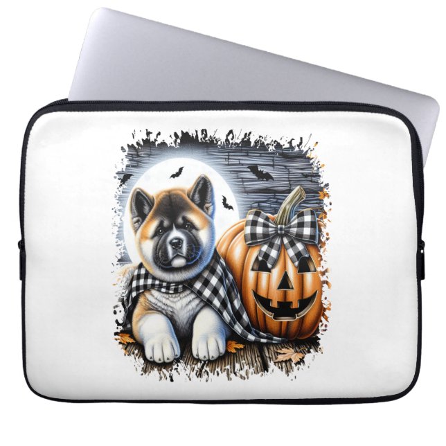 Housse Pour Ordinateur Portable Akita Dog Carré d'Halloween (Devant)