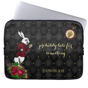 Housse Pour Ordinateur Portable Alice Vintage noire rouge au pays des merveilles