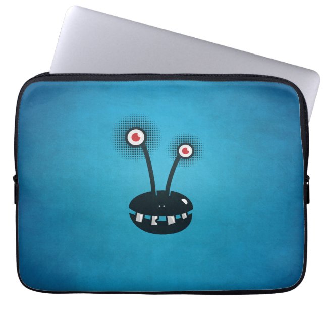Housse Pour Ordinateur Portable Alien tramé drôle bleu de bande dessinée (Devant)