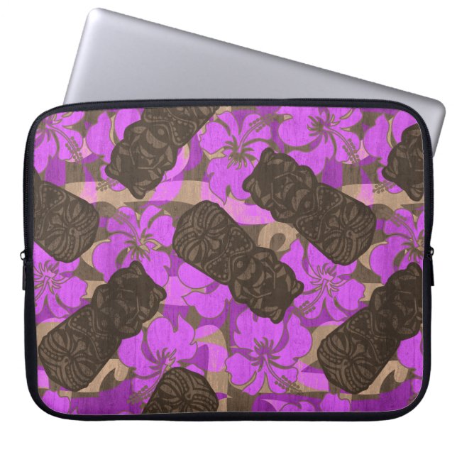 Housse Pour Ordinateur Portable Ali'i Refuge Hawaiian Hibiscus Tiki (Devant)