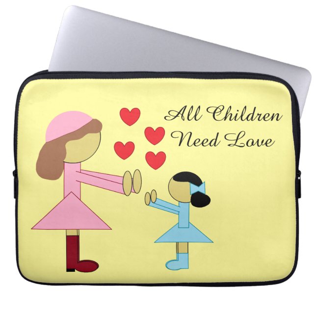 Housse Pour Ordinateur Portable All Children Need Love:  Light Yellow (Devant)