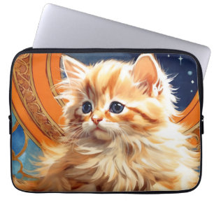 Housse Pour Ordinateur Portable Alphonse Mucha Art Nouveau Chat orange
