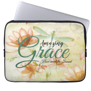 Housse Pour Ordinateur Portable Amazing Grace Fleurs et libellule