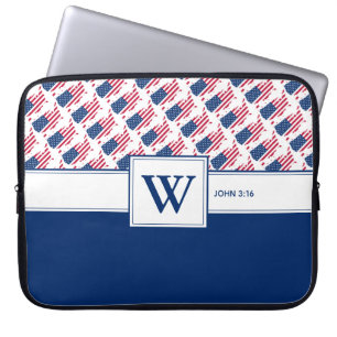 Housse Pour Ordinateur Portable AMÉRIQUE AMÉRICAINE Monogramme Christian Scripture
