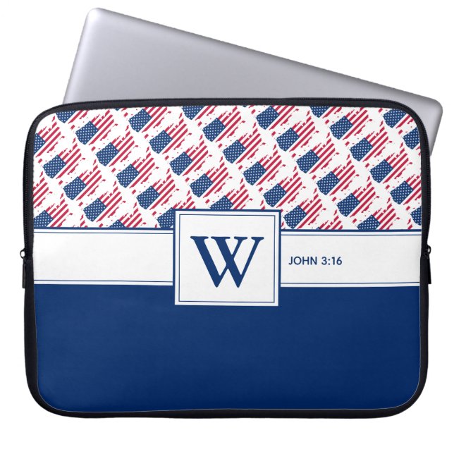 Housse Pour Ordinateur Portable AMÉRIQUE AMÉRICAINE Monogramme Christian Scripture (Devant)