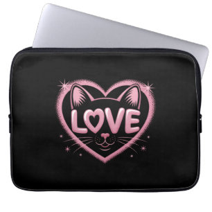 Housse Pour Ordinateur Portable Amour de chat scintillant
