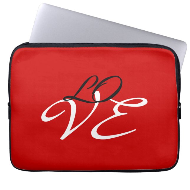 Housse Pour Ordinateur Portable Amour Rouge Blanc Noir Couleur Calligraphie Script (Devant)