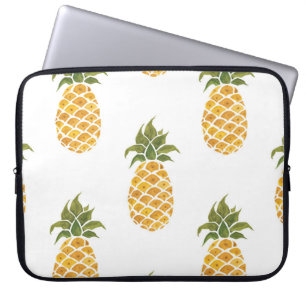 Housse Pour Ordinateur Portable Ananas peint à la main, arrière - plan aquarelle.