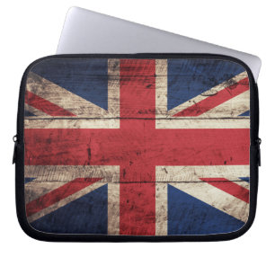 Housse Pour Ordinateur Portable Ancien drapeau britannique en bois