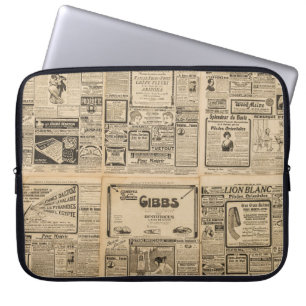 Housse Pour Ordinateur Portable Ancien journal : arrière - plan de papier vintage.